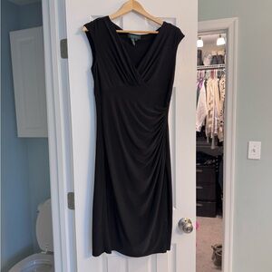 Lauren Ralph Lauren Black Draped Midi Dress